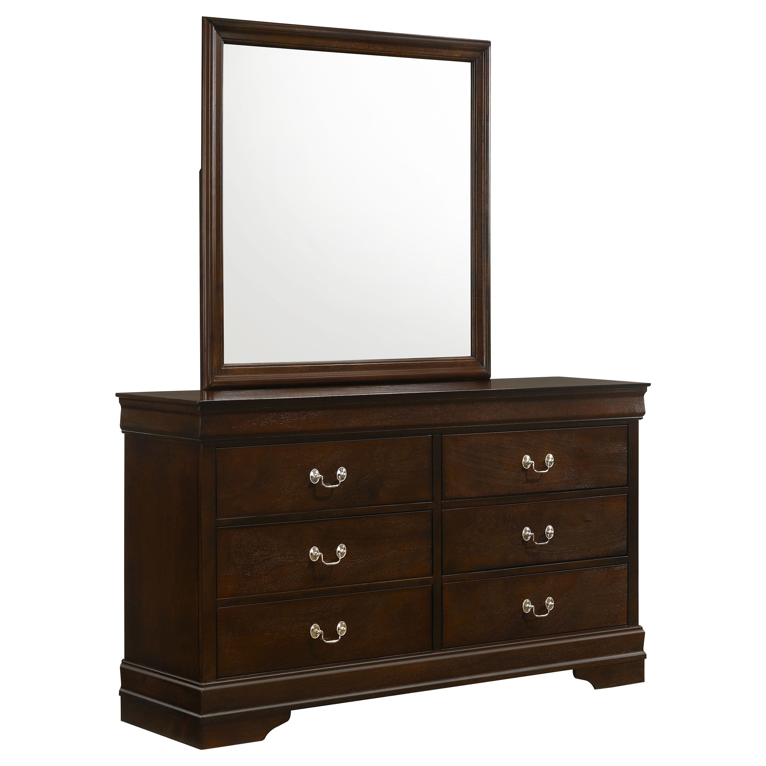Orleans Furniture - Coaster - Louis Philippe 6-drawer Dresser with Mirror Cappuccino - 202413M