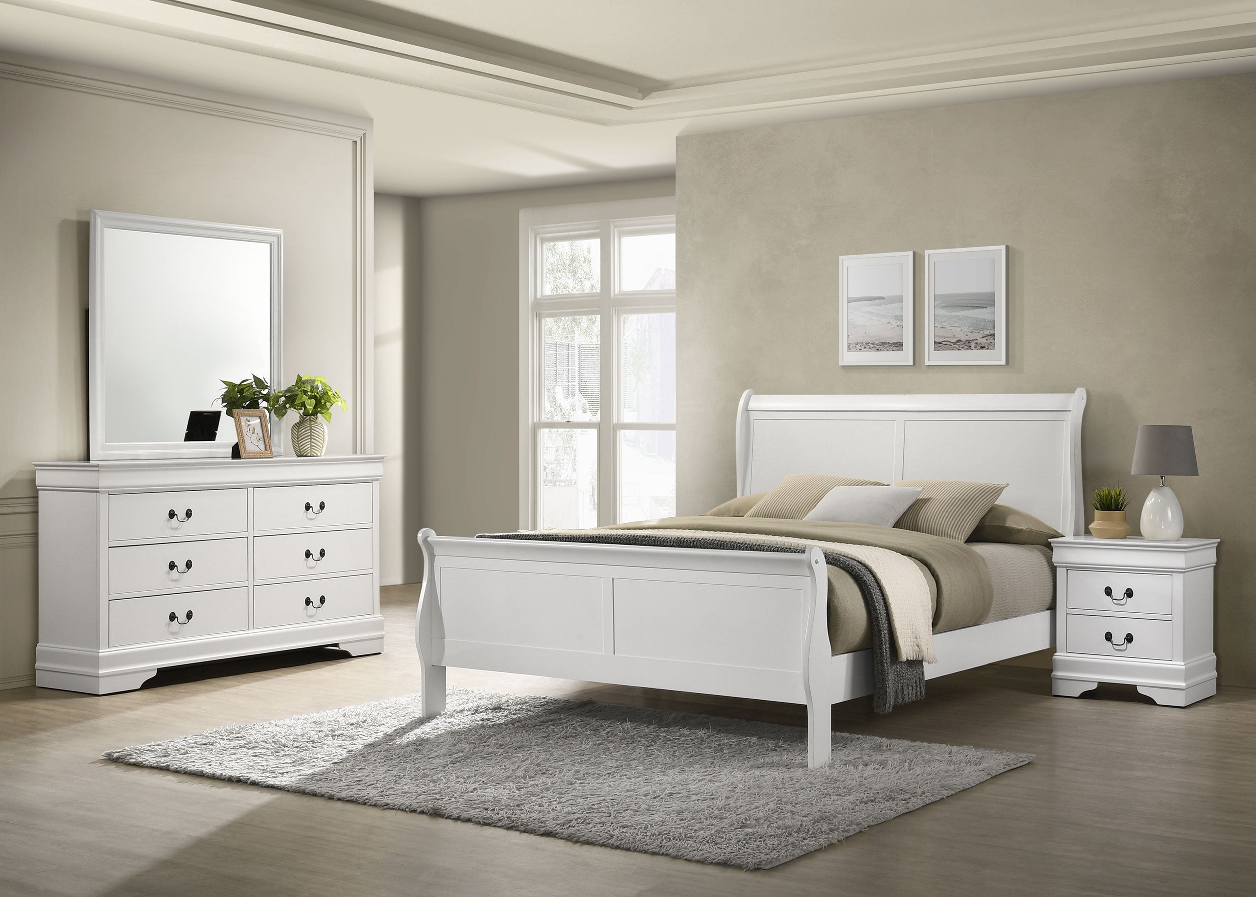 Orleans Furniture - Coaster - Louis Philippe 4-piece Eastern King Bedroom Set White - 202441KE-S4
