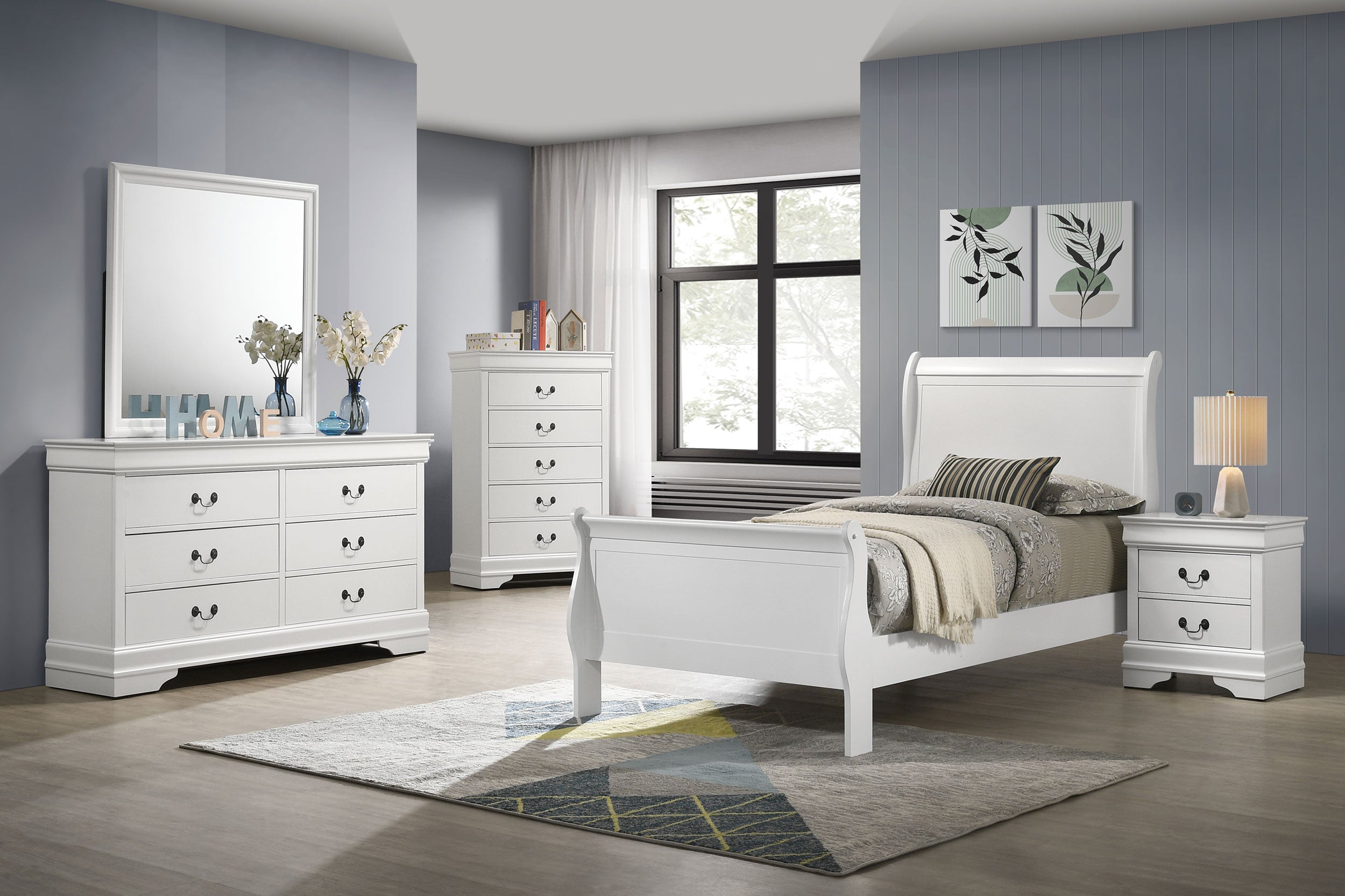Orleans Furniture - Coaster - Louis Philippe 5-piece Twin Bedroom Set White - 202441T-S5
