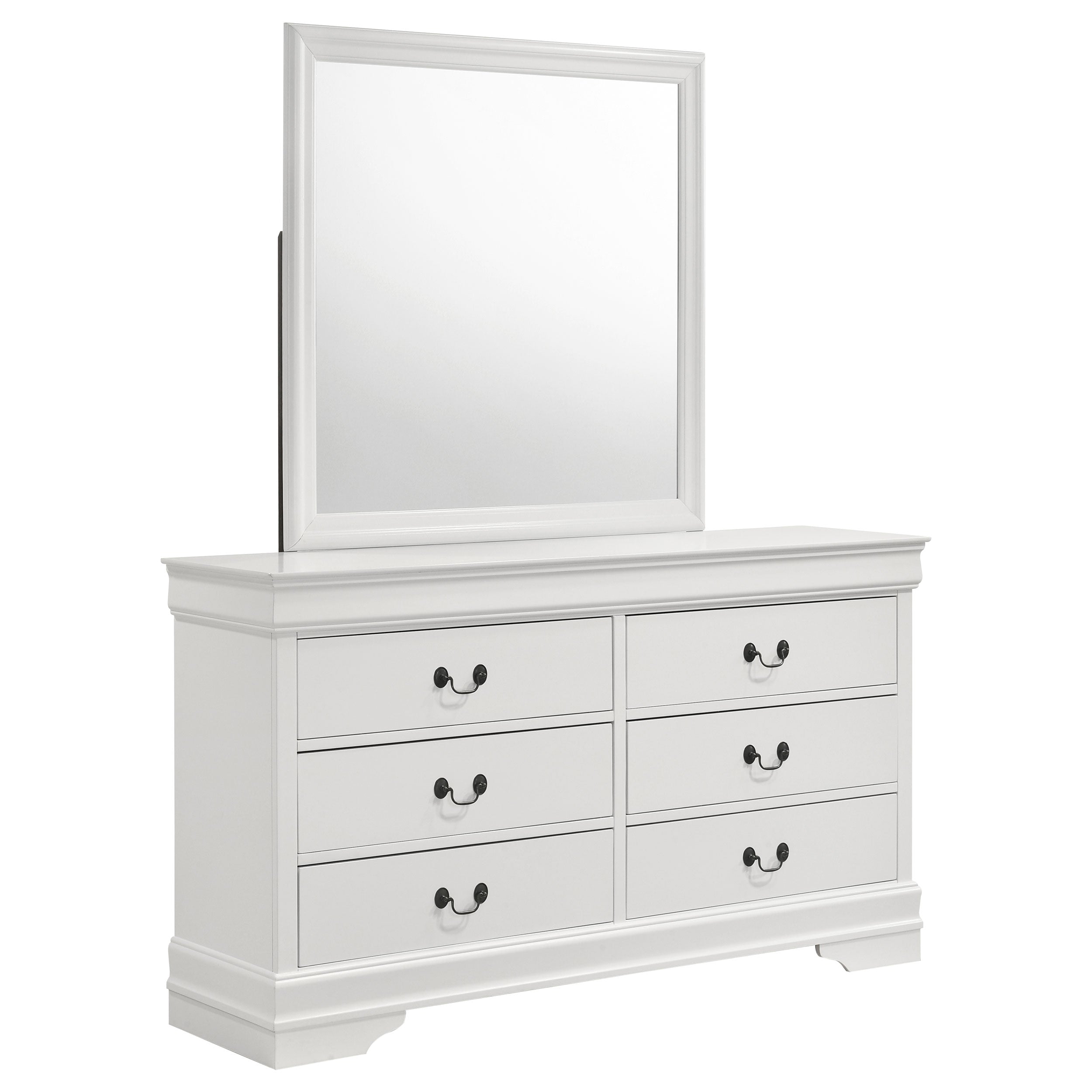 Orleans Furniture - Coaster - Louis Philippe 6-drawer Dresser and Mirror White - 202443M