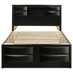 Briana Wood Queen Storage Bookcase Bed Black