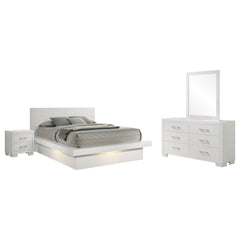 Jessica 4-piece Eastern King LED Bedroom Set Cream White