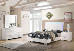 Orleans Furniture - Coaster - Felicity 4-piece Full Bedroom Set White High Gloss - 203500F-S4