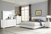 Orleans Furniture - Coaster - Felicity 5-piece Eastern King Bedroom Set White High Gloss - 203500KE-S5L