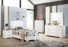Orleans Furniture - Coaster - Felicity 4-piece Twin Bedroom Set White High Gloss - 203500T-S4