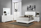 Orleans Furniture - Coaster - Felicity 6-piece Eastern King Bedroom Set White High Gloss - 203501KE-S6