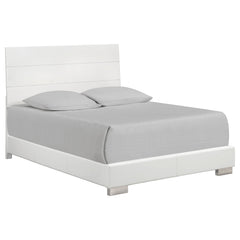 Orleans Furniture - Coaster - Felicity Wood Eastern King Panel Bed White High Gloss - 203501KE