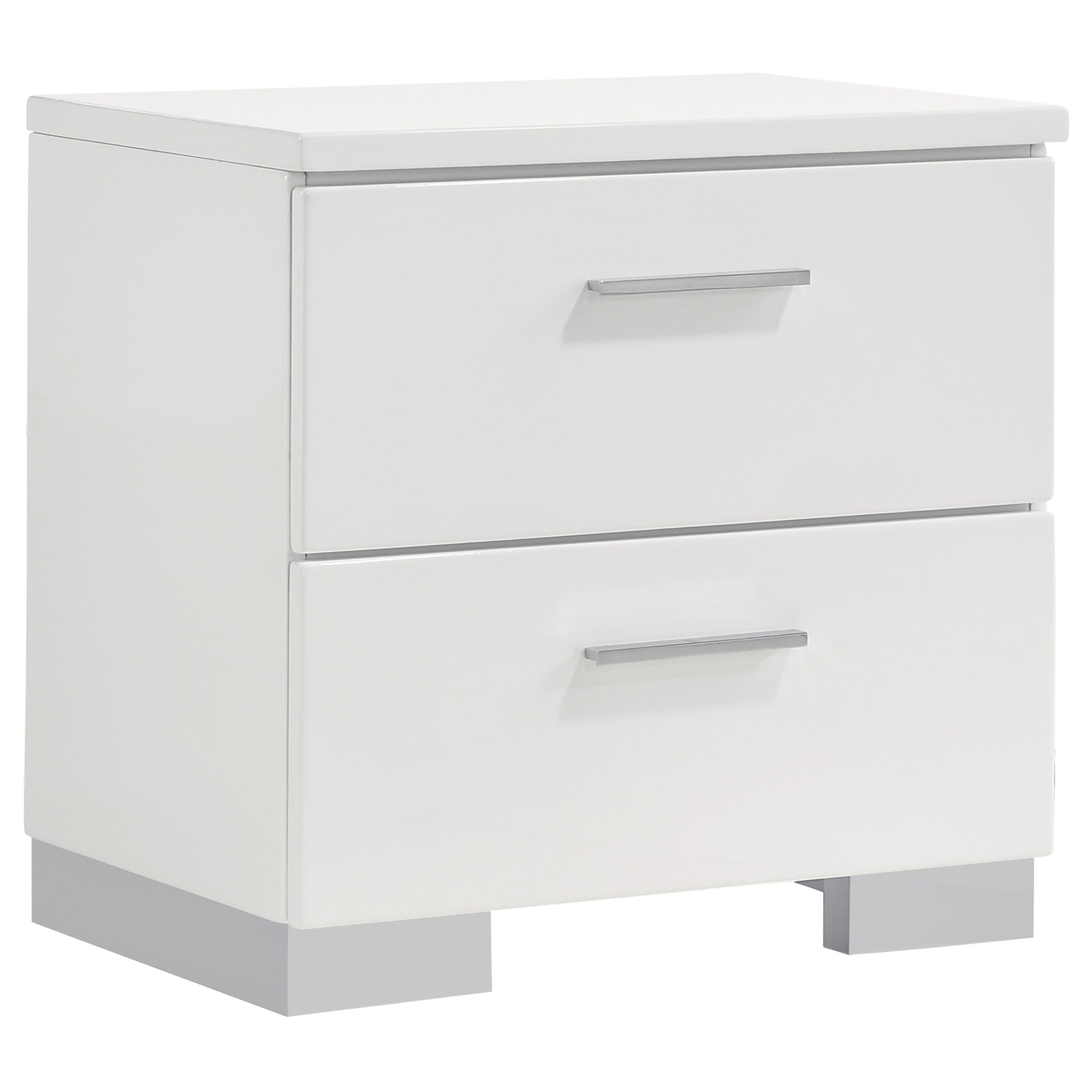 Orleans Furniture - Coaster - Felicity 2-drawer Nightstand White High Gloss - 203502
