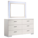 Orleans Furniture - Coaster - Felicity 6-drawer Dresser with LED Mirror White High Gloss - 203503ML