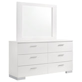 Orleans Furniture - Coaster - Felicity 6-drawer Wood Dresser with Mirror White High Gloss - 203503M