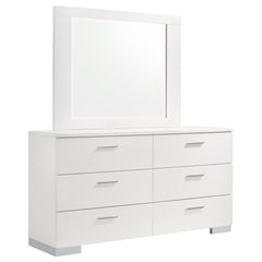 Orleans Furniture - Coaster - Felicity 6-drawer Wood Dresser with Mirror White High Gloss - 203503M