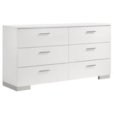 Orleans Furniture - Coaster - Felicity 6-drawer Dresser White High Gloss - 203503