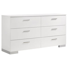 Orleans Furniture - Coaster - Felicity 6-drawer Dresser White High Gloss - 203503