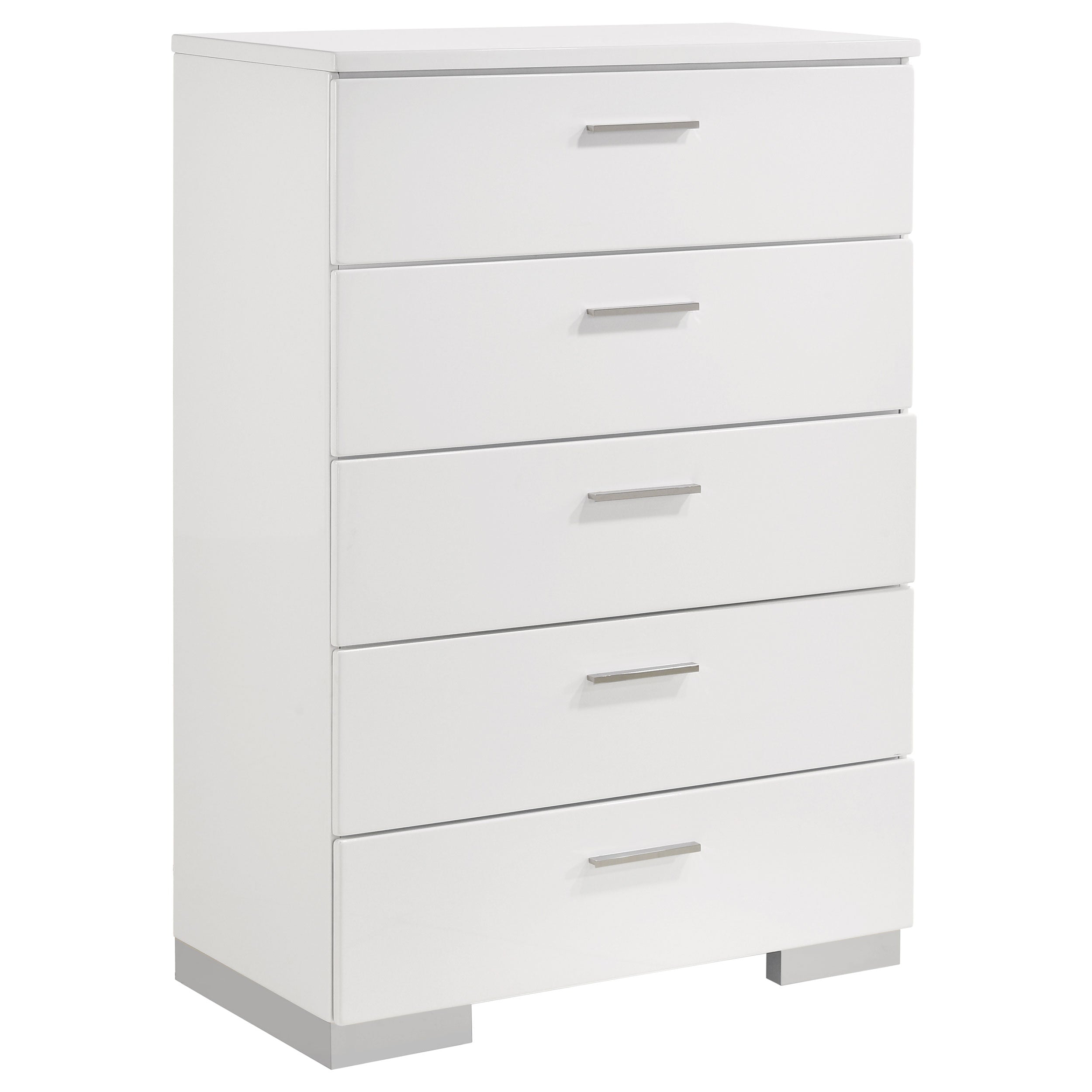 Orleans Furniture - Coaster - Felicity 5-drawer Bedroom Chest White High Gloss - 203505