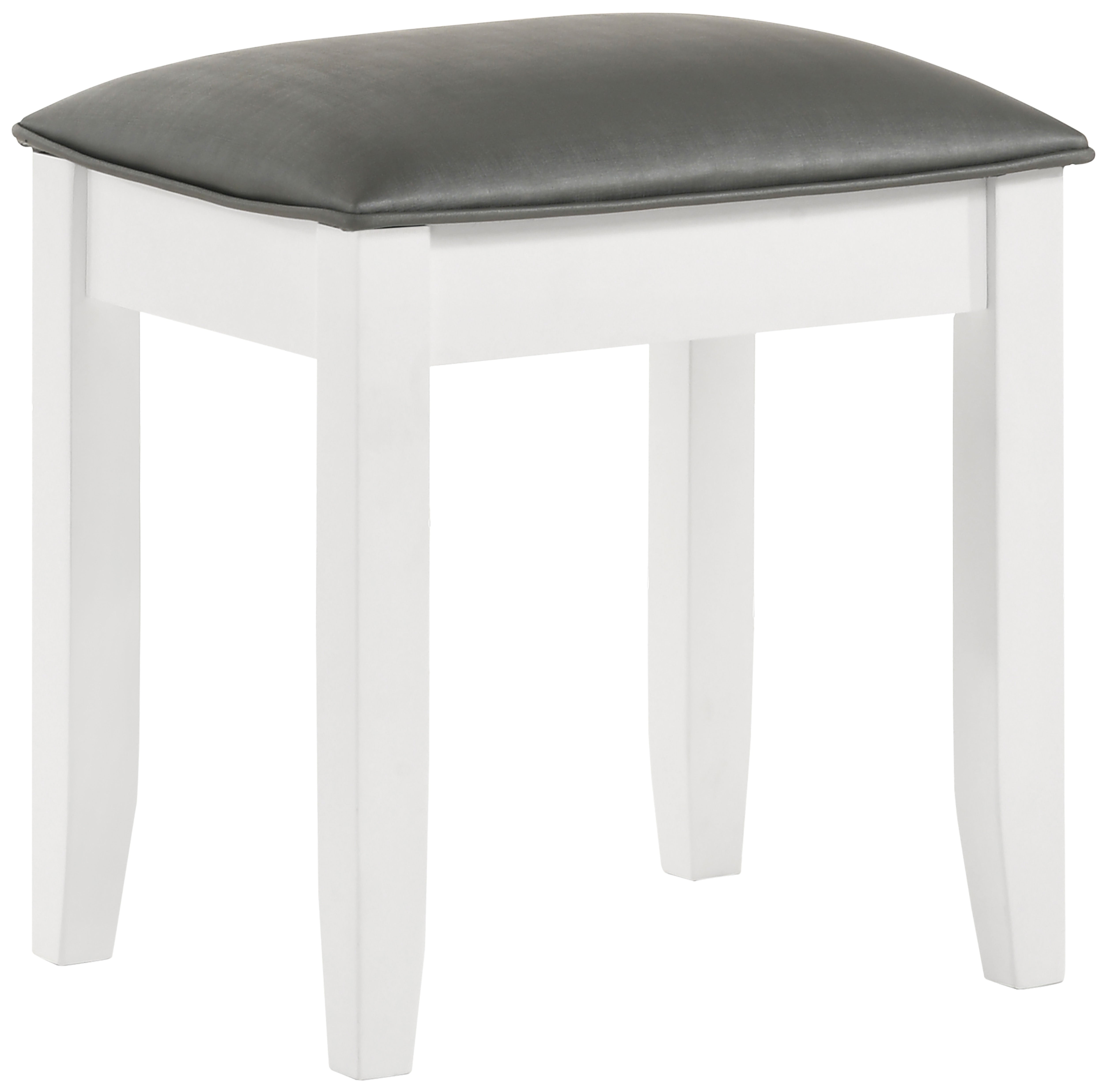 Orleans Furniture - Coaster - Felicity Upholstered Vanity Stool Metallic and Glossy White - 203507STL
