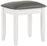 Orleans Furniture - Coaster - Felicity Upholstered Vanity Stool Metallic and Glossy White - 203507STL