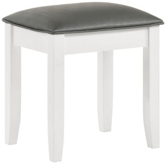 Orleans Furniture - Coaster - Felicity Upholstered Vanity Stool Metallic and Glossy White - 203507STL