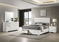 Orleans Furniture - Coaster - Felicity 4-piece Eastern King Platform Bedroom Set White - 203510KE-S4