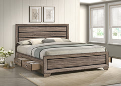 Kauffman Wood California King Storage Panel Bed Washed Taupe