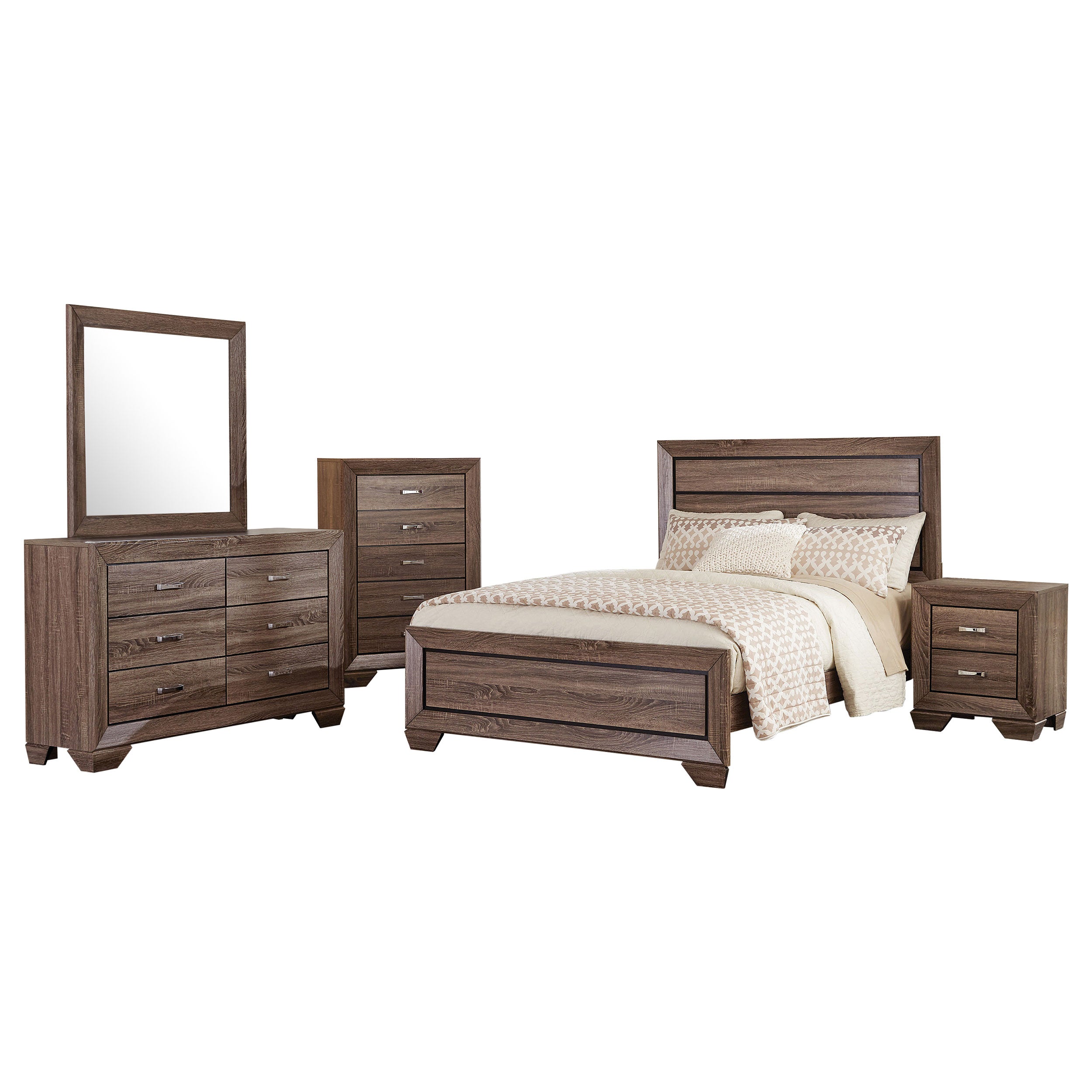Orleans Furniture - Coaster - Kauffman 5-piece California King Bedroom Set Washed Taupe - 204191KW-S5