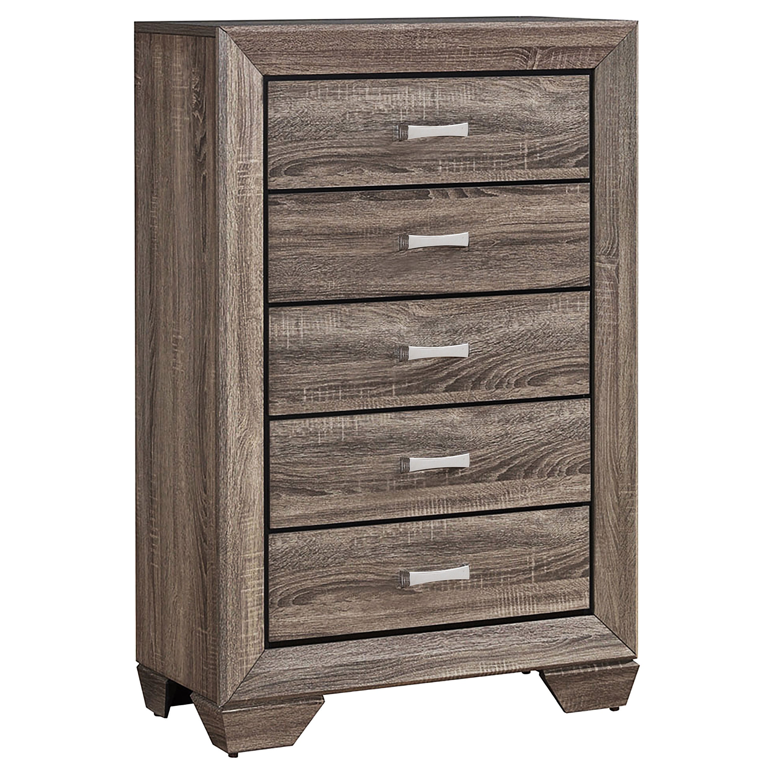 Orleans Furniture - Coaster - Kauffman 5-drawer Bedroom Chest Washed Taupe - 204195