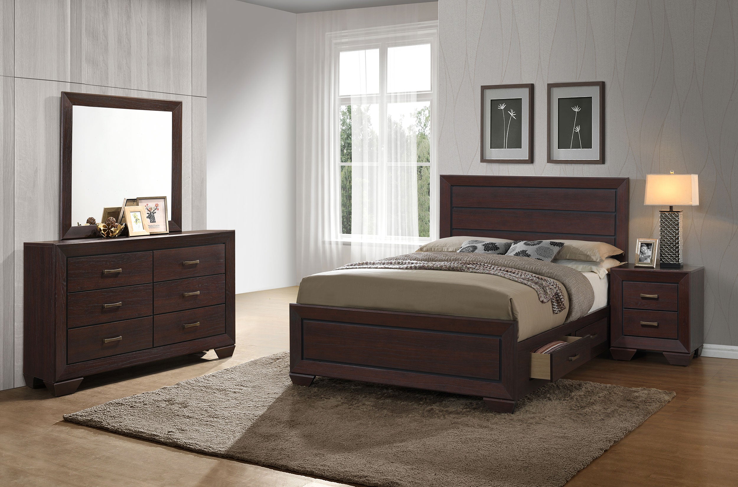 Orleans Furniture - Coaster - Kauffman 4-piece California King Bedroom Set Dark Cocoa - 204390KW-S4