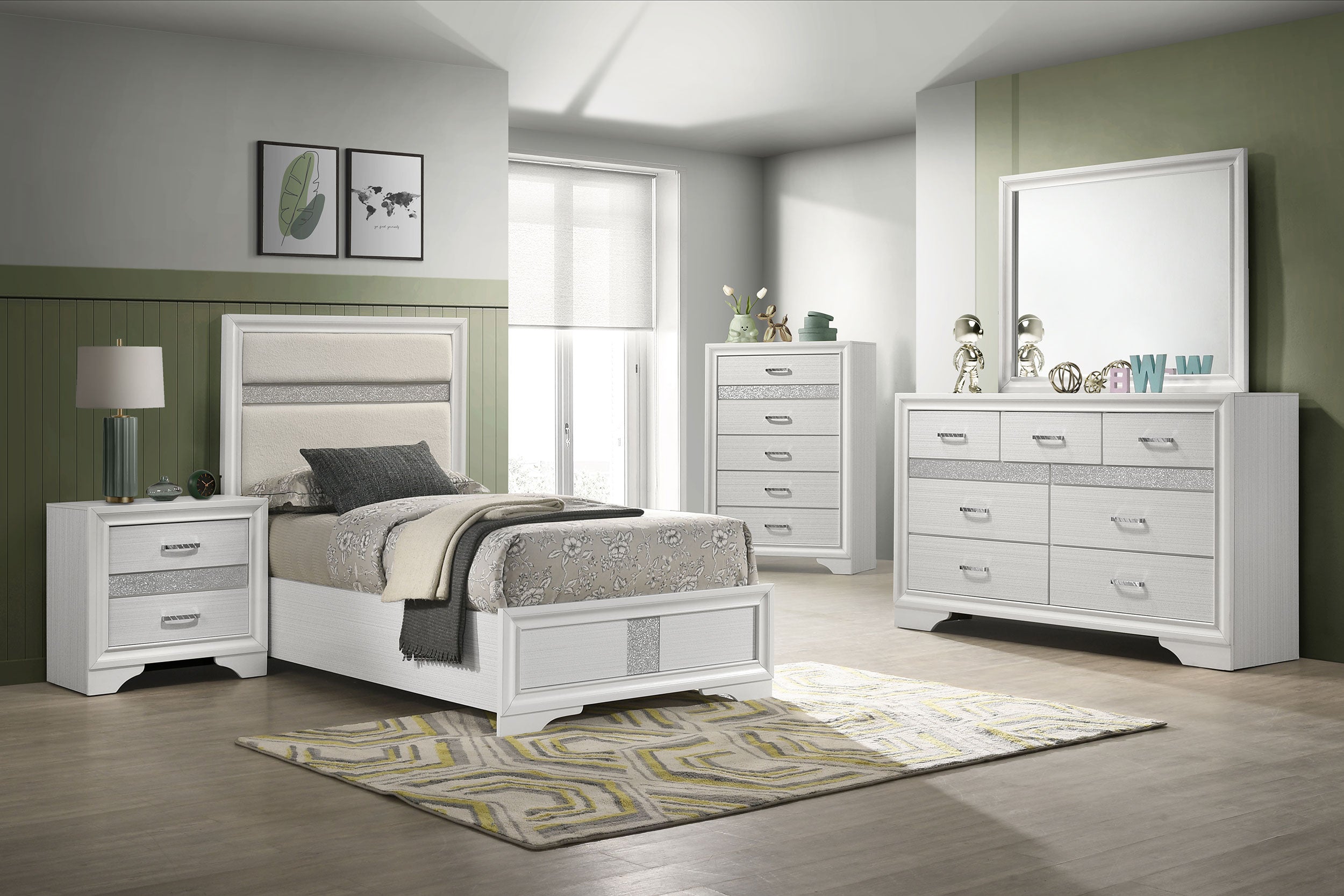 Orleans Furniture - Coaster - Miranda 5-piece Twin Bedroom Set White - 205110T-S5