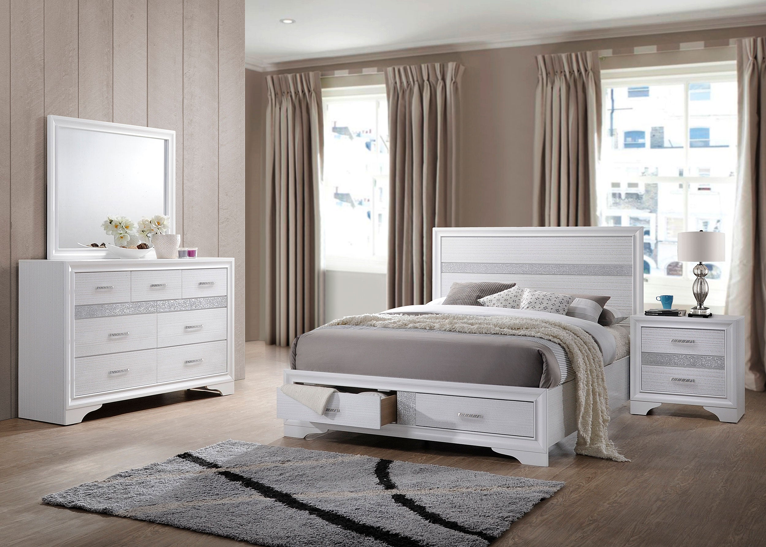 Orleans Furniture - Coaster - Miranda 4-piece Eastern King Bedroom Set White - 205111KE-S4