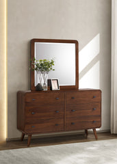 Robyn 6-drawer Dresser with Mirror Dark Walnut