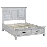 Orleans Furniture - Coaster - Franco Wood Eastern King Storage Panel Bed Distressed White - 205330KE
