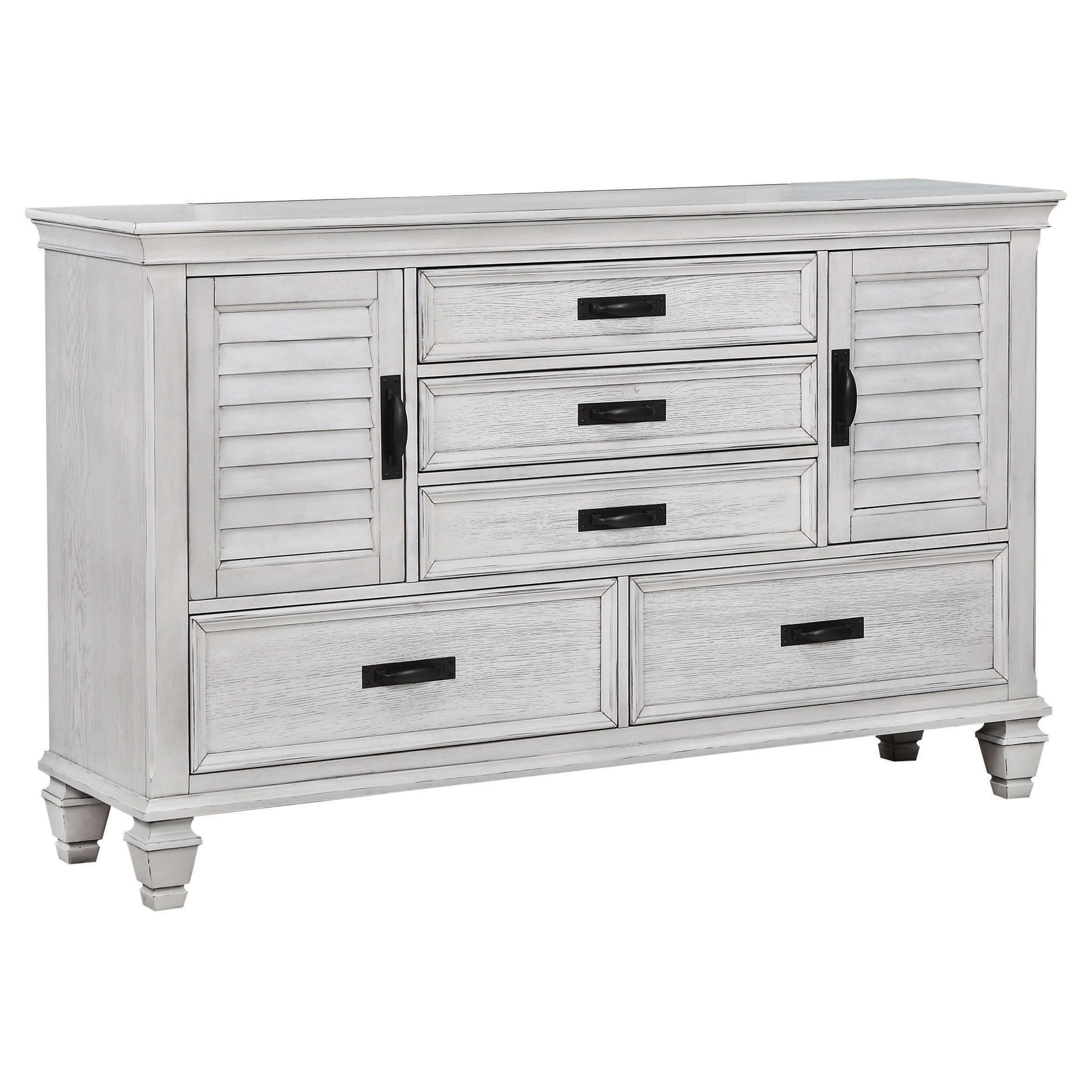 Orleans Furniture - Coaster - Franco 5-drawer Dresser Distressed White - 205333