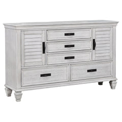 Orleans Furniture - Coaster - Franco 5-drawer Dresser Distressed White - 205333