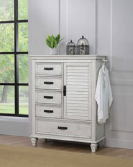 Orleans Furniture - Coaster - Franco 5-drawer Door Chest Distressed White - 205338