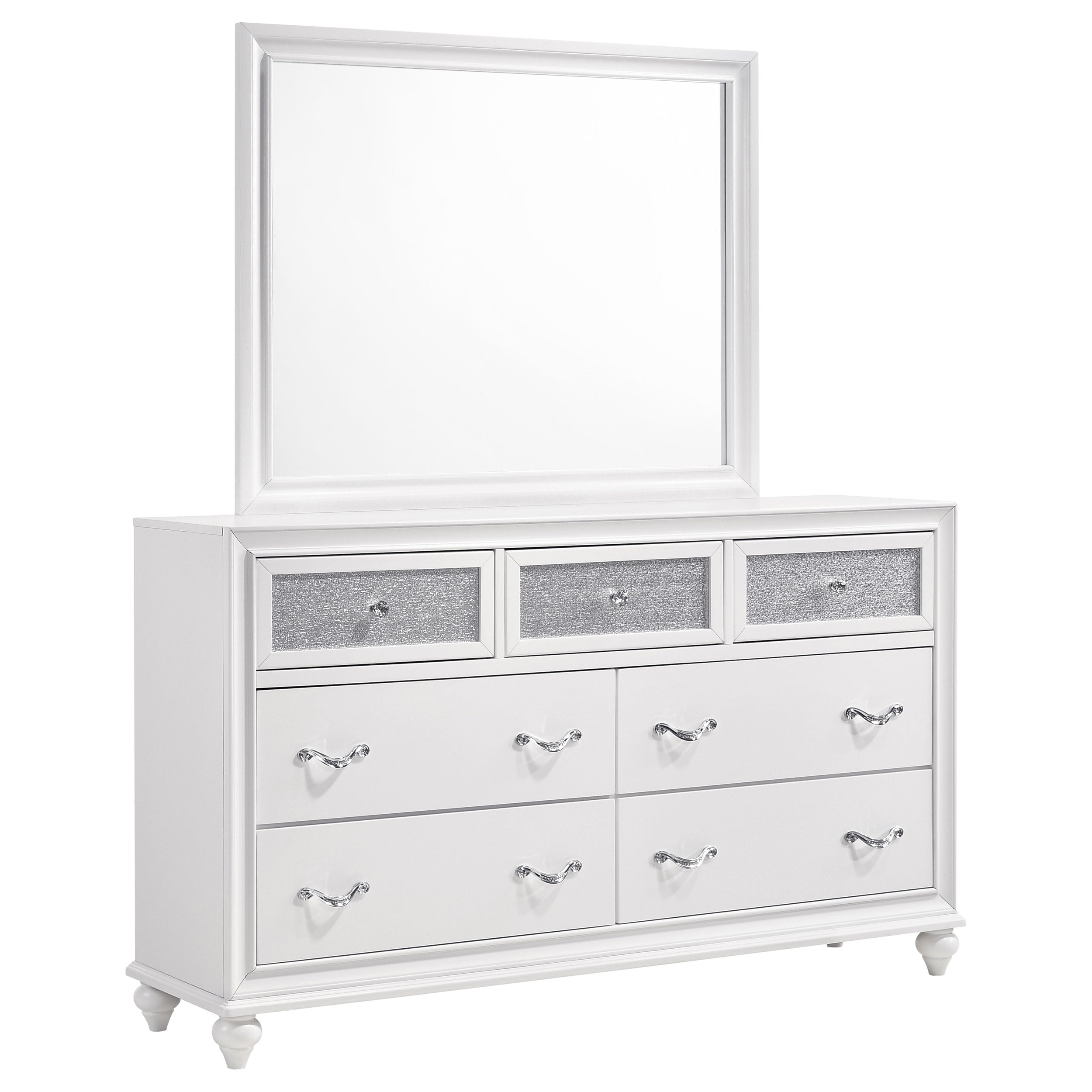 Orleans Furniture - Coaster - Barzini 7-drawer Dresser with Mirror White - 205893M