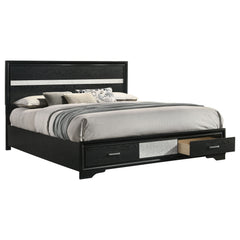 Miranda 51-inch Wood California King Storage Panel Bed Black