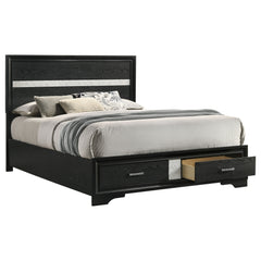 Miranda 51-inch Wood Queen Storage Panel Bed Black