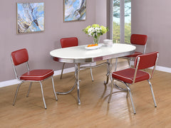 Orleans Furniture - Coaster - Retro 5-piece Oval Dining Table Set White and Red - 2065-S5R