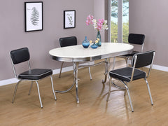 Orleans Furniture - Coaster - Retro 5-piece Oval Dining Table Set White and Black - 2065-S5