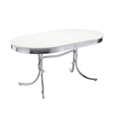 Orleans Furniture - Coaster - Retro Oval 60-inch Wood Top Dining Table White and Chrome - 2065