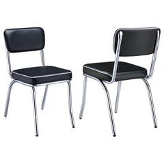 Orleans Furniture - Coaster - Retro Upholstered Dining Side Chair Black (Set of 2) - 2066