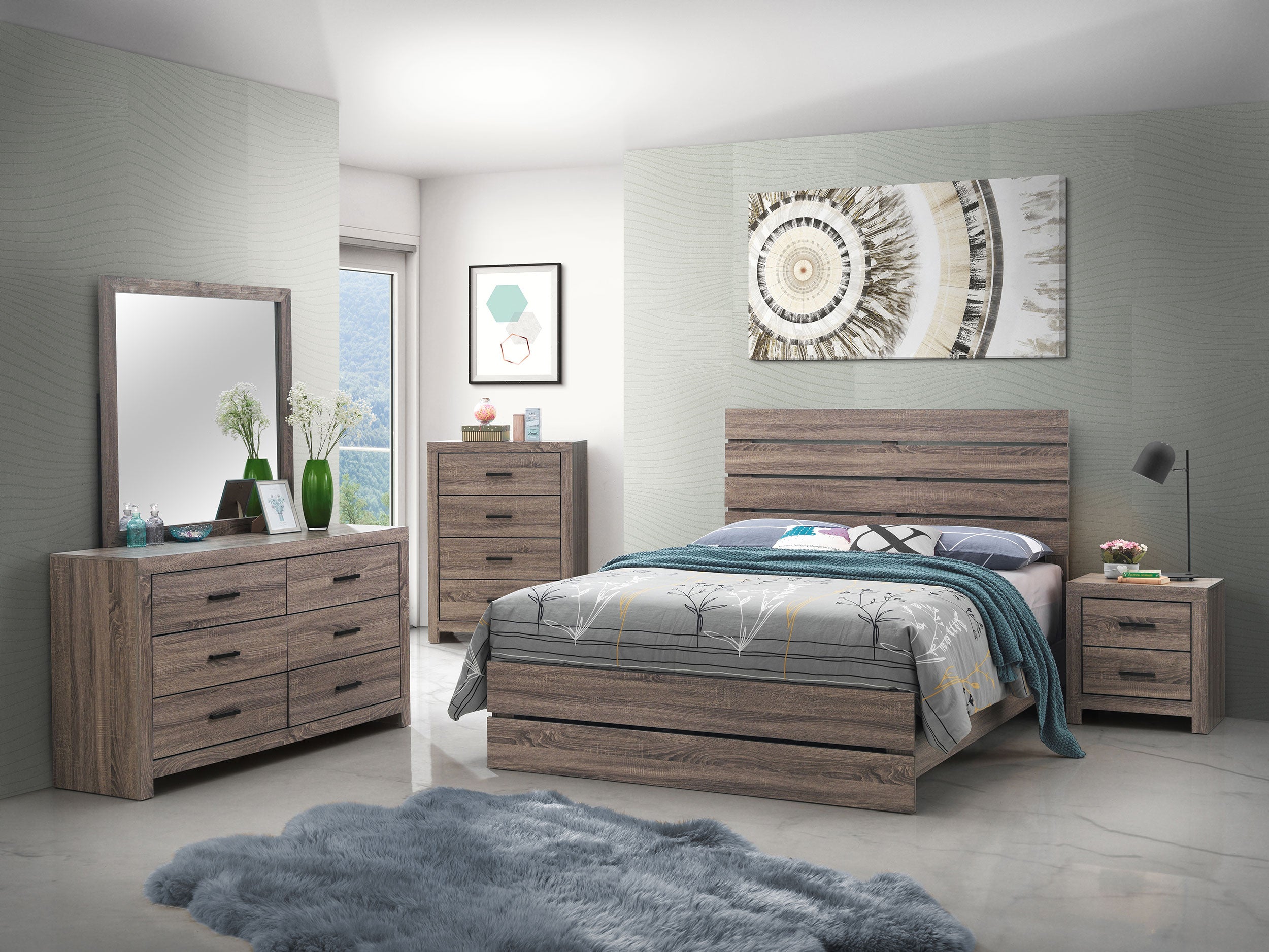 Orleans Furniture - Coaster - Brantford 5-piece Eastern King Bedroom Set Barrel Oak - 207041KE-S5