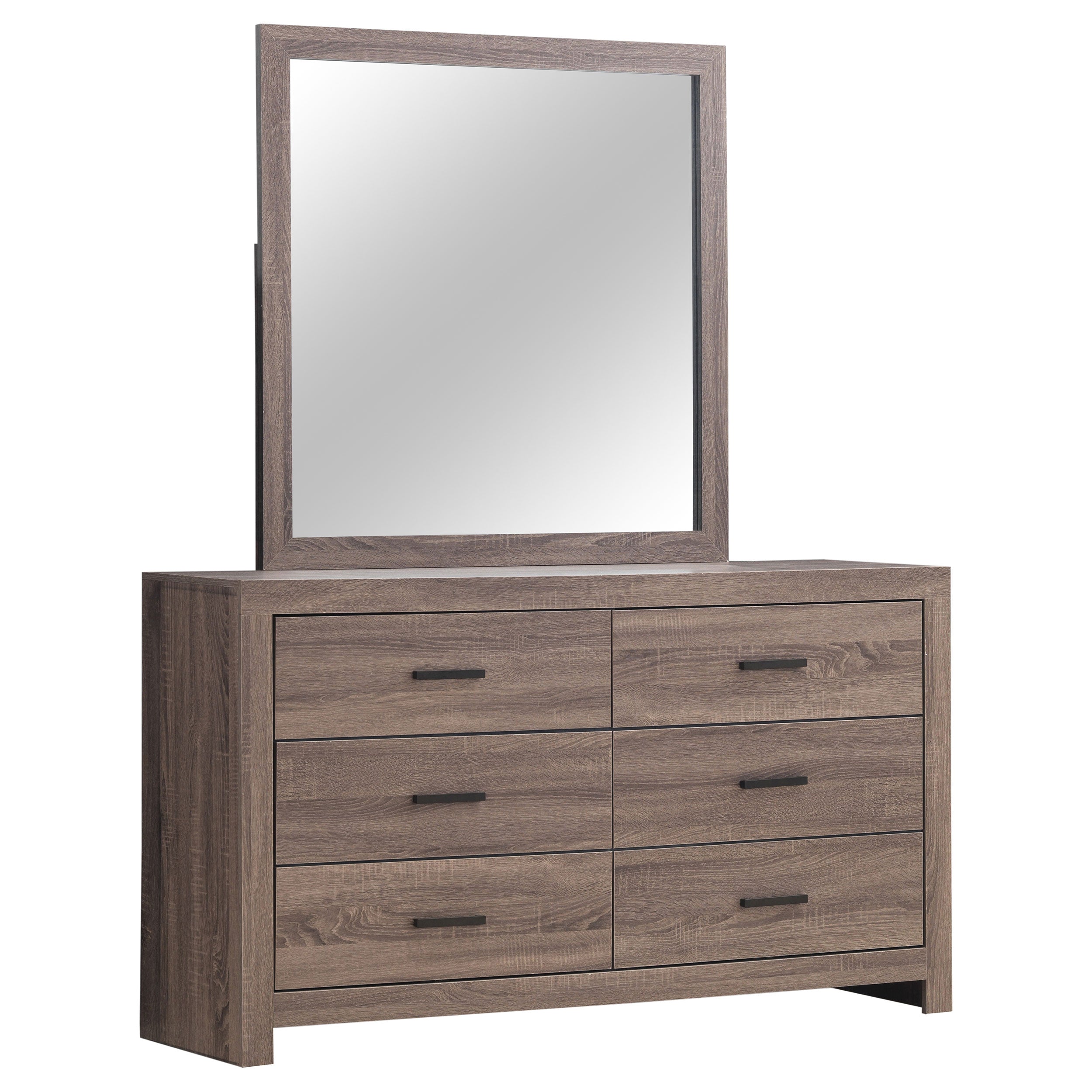 Orleans Furniture - Coaster - Brantford 6-drawer Dresser with Mirror Barrel Oak - 207043M
