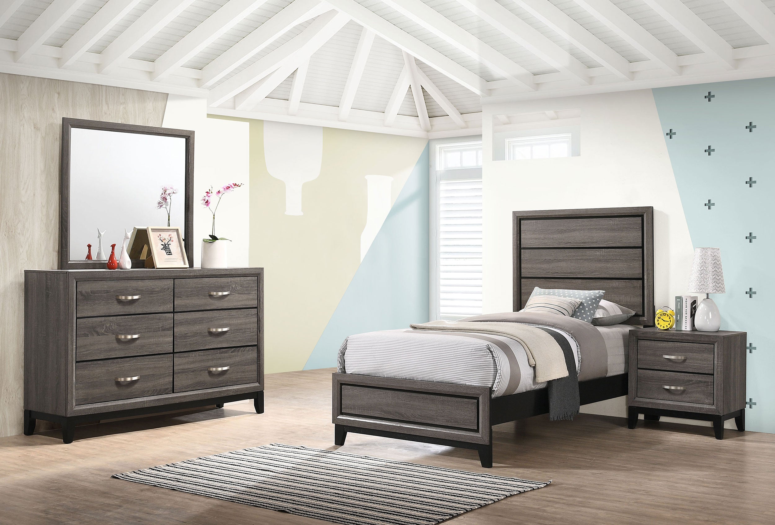 Orleans Furniture - Coaster - Watson 4-piece Twin Bedroom Set Grey Oak - 212421T-S4