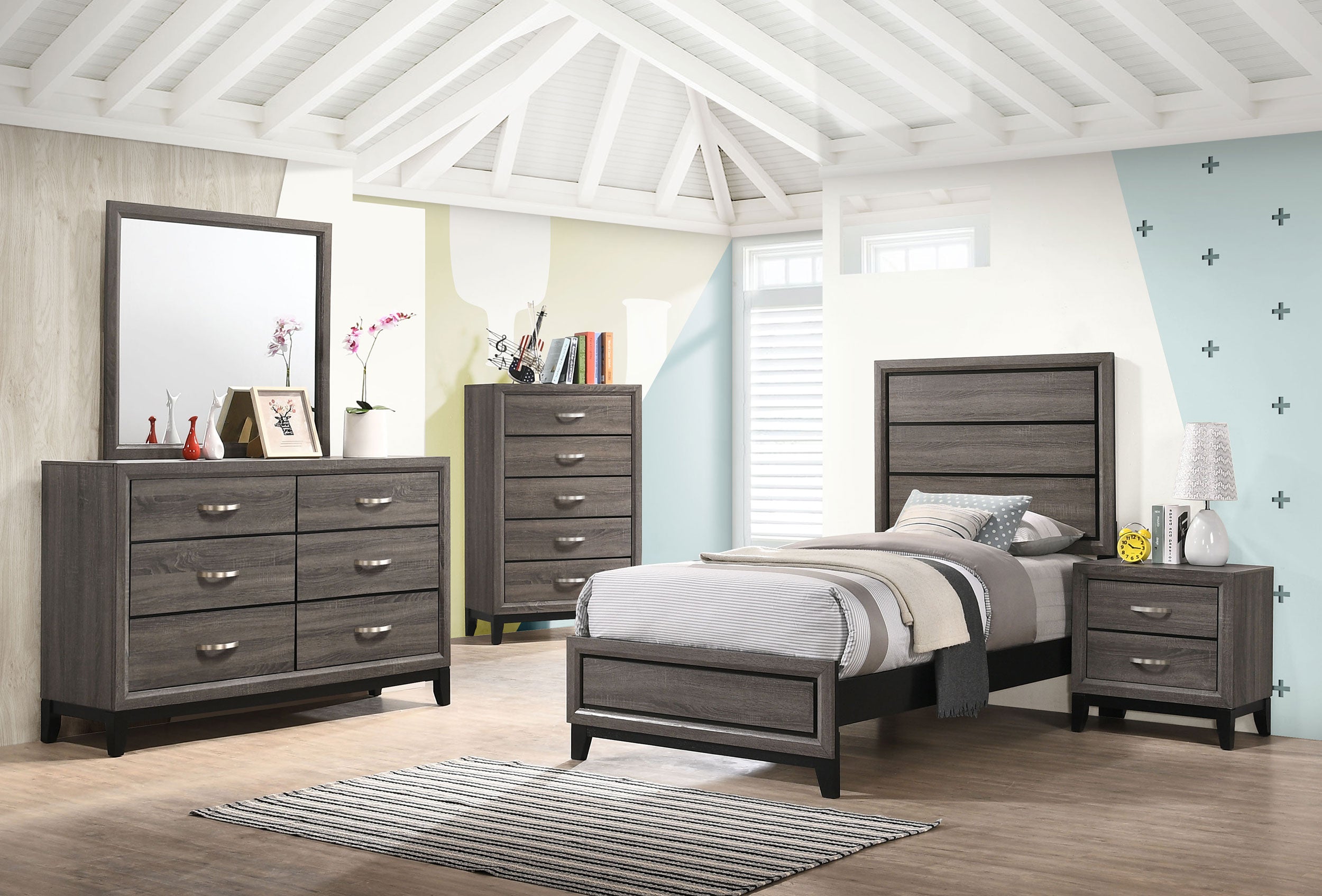 Orleans Furniture - Coaster - Watson 5-piece Twin Bedroom Set Grey Oak - 212421T-S5