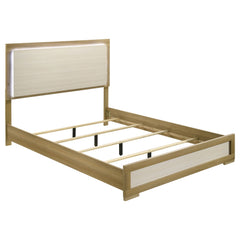 Orleans Furniture - Coaster - Hyland Wood Queen LED Panel Bed Natural and White - 215651Q