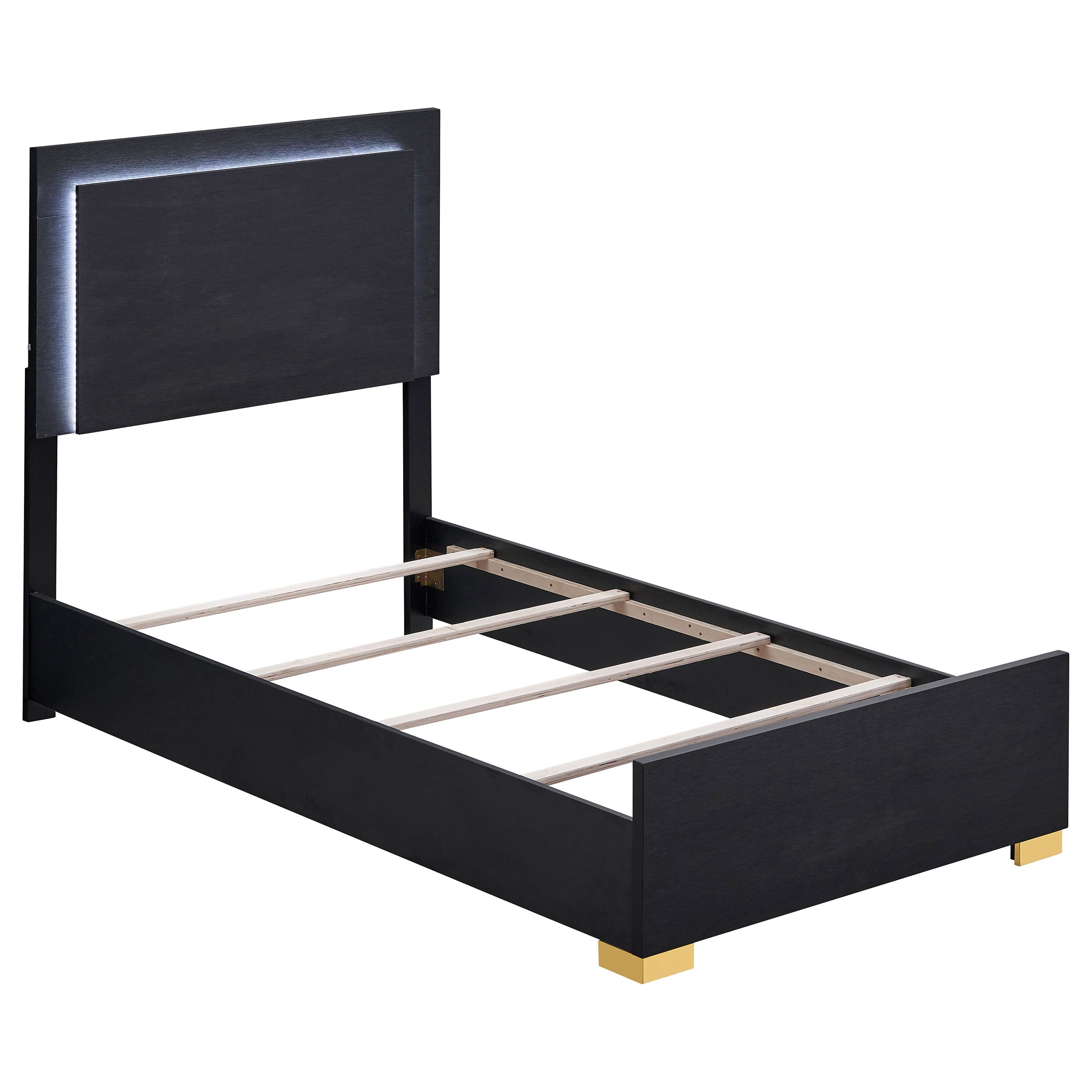 Orleans Furniture - Coaster - Marceline Wood Twin LED Panel Bed Black - 222831T