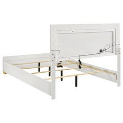 Marceline Wood Full LED Panel Bed White