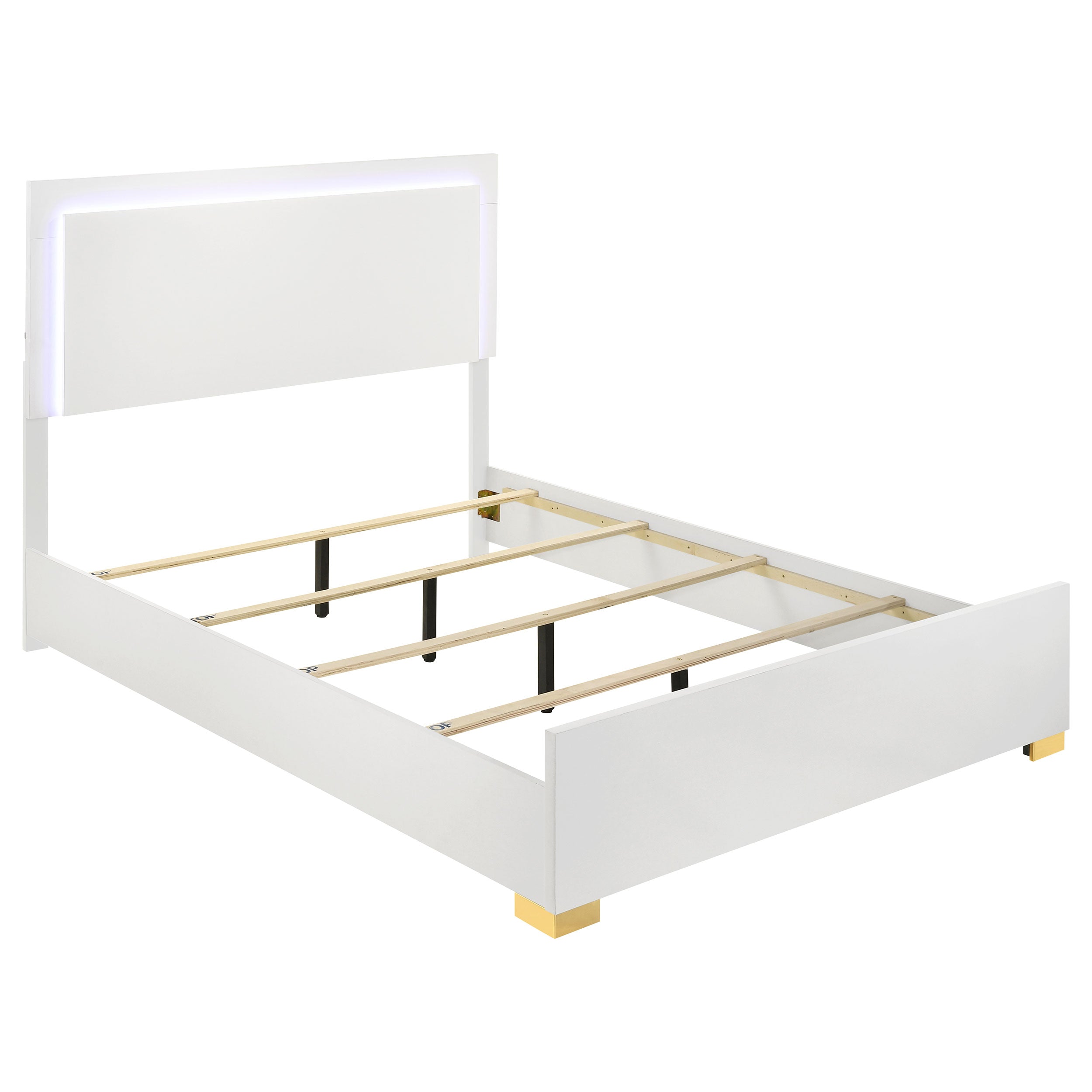 Orleans Furniture - Coaster - Marceline Wood Queen LED Panel Bed White - 222931Q