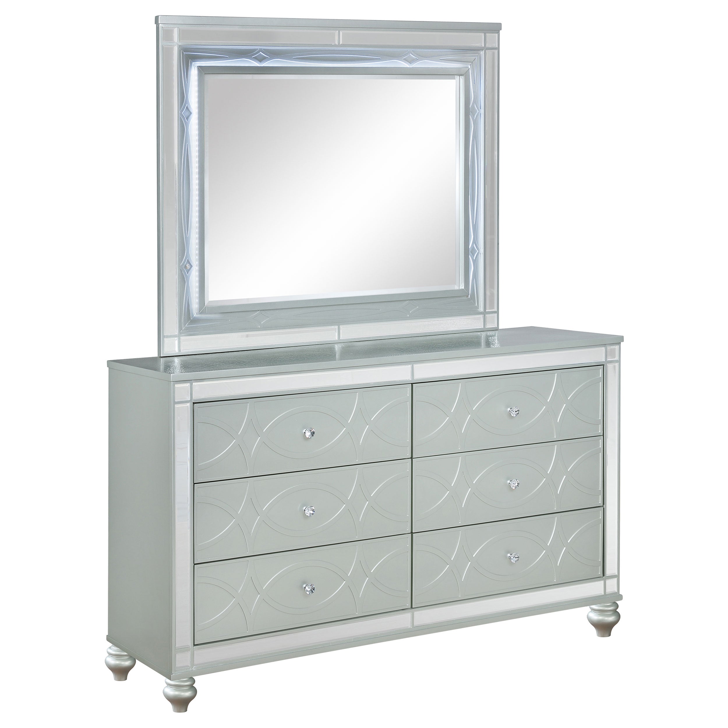 Orleans Furniture - Coaster - Gunnison 6-drawer Dresser with Mirror Silver Metallic - 223213M