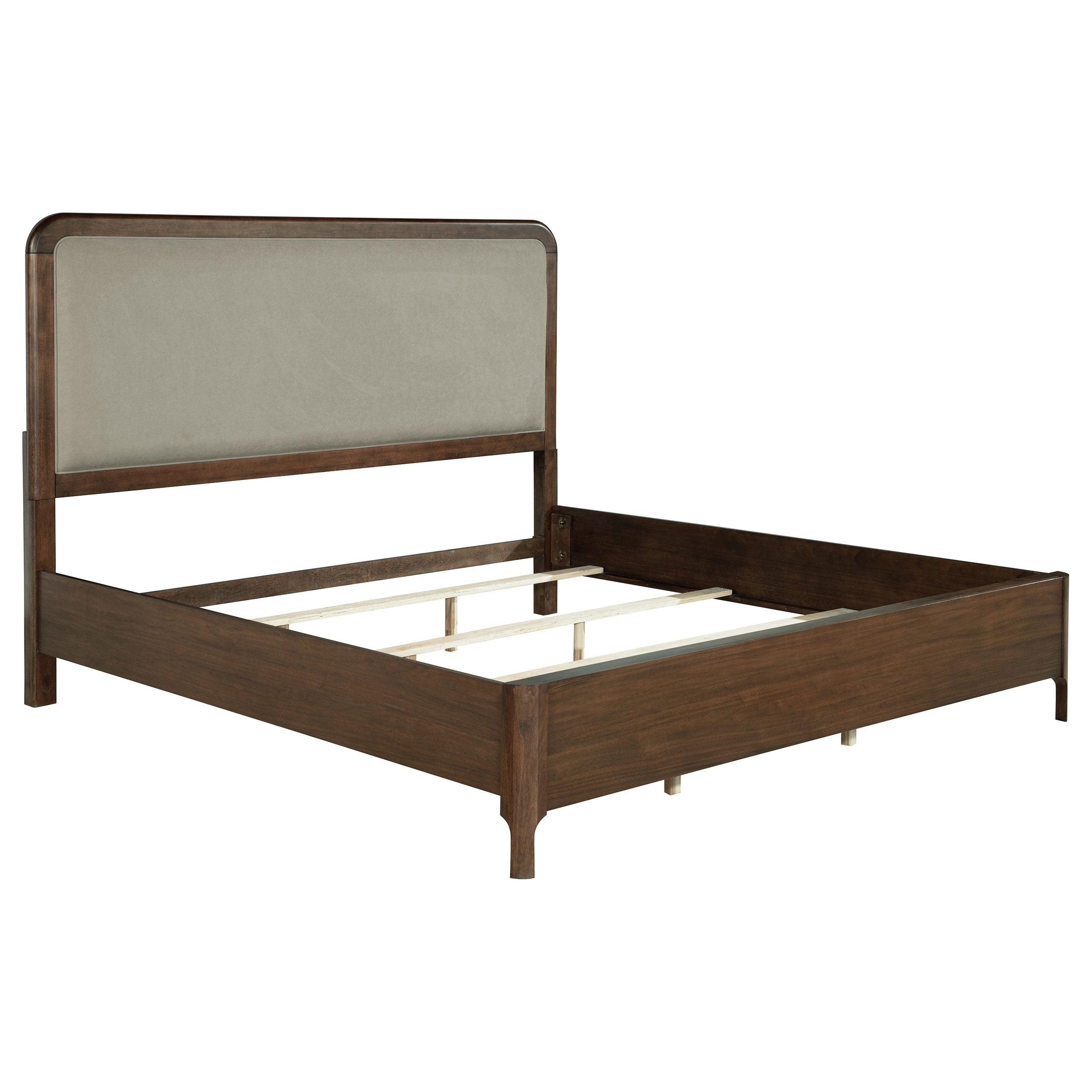 Orleans Furniture - Coaster - Maderia 57-inch Upholstered Eastern King Panel Bed Walnut - 223321KE